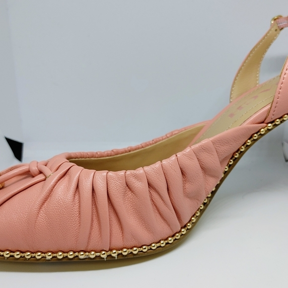 NWT COACH LEATHER, PEACH/GOLD SLINGS - Picture 5 of 8